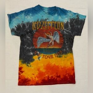 Led Zeppelin Shirt Mens Small Tie Dye U.S. Tour 1975 Rock Band Vintage Style Tee